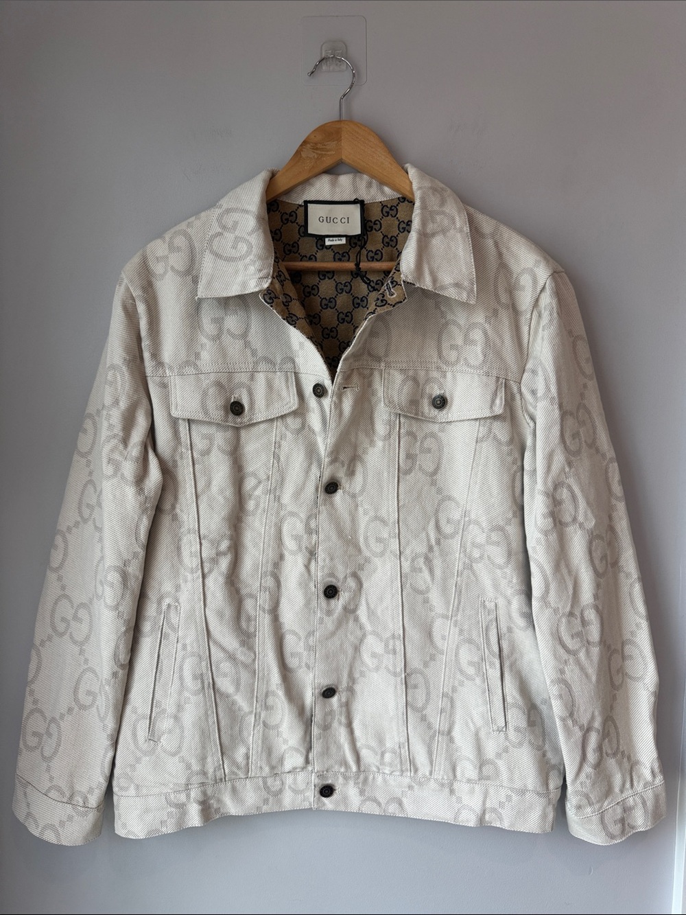 Gucci White GG Monogram Light Denim Jacket